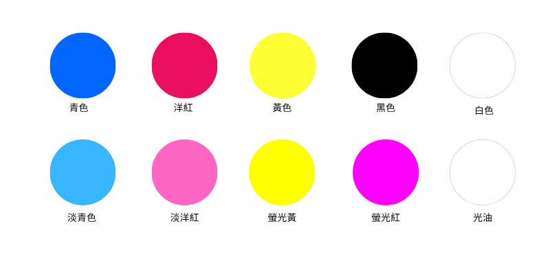 LED UV 光固化無錫皮革墨水顏色（CMYK、白墨、螢光色與光油） 